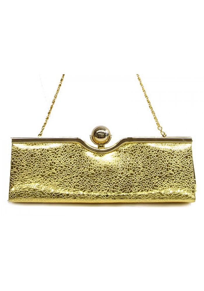Evening Bag - Patent Leather w/ Metal Frame – Gold – BG-43140DGD